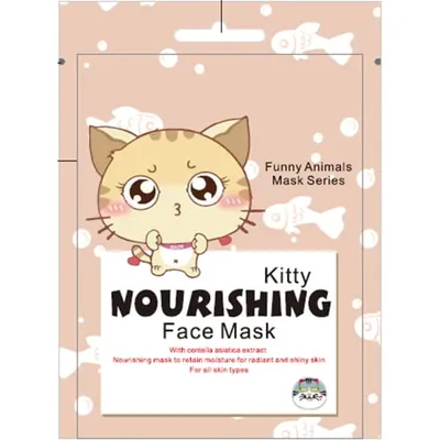 Mond'Sub Funny Animals, Kitty Nourishing Face Mask (Maseczka w płachcie z ekstraktem z wąkroty azjatyckiej)