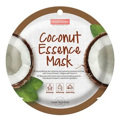 Purederm Coconut Essence Mask (Wygładzająco-nawilżająca maska kolagenowa)