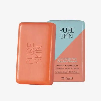 Oriflame Pure Skin, 3-in-1 Clear-Out Clay Bar Cleanser (Kostka oczyszczająca z glinką 3 w 1)