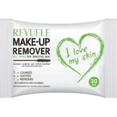 Revuele Make-Up Remover Wet Wipes (Chusteczki do demakijażu `Zielona herbata i ogórek`)