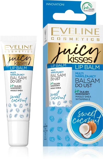 Eveline Cosmetics Juicy Kisses Sweet Coconut Lip Balm (Multi nawilżający balsam do ust z ekstraktem z orzecha kokosowego)