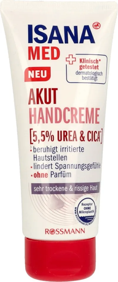 Isana Med , Akut Handcreme  5,5% Urea & Cica (Krem do rąk `Intensywna Regeneracja`)