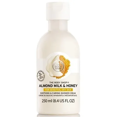 The Body Shop Almond Milk & Honey, Soothing & Caring Shower Cream (Relaksujący żel pod prysznic 'Mleko migdałowe i miód ')