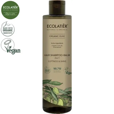 Ecolatier Organic Olive, Hair Shampoo- Balm 2 in 1 Softness & Shine (Szampon i balsam do włosów 2 w 1 `Miękkość i blask`)