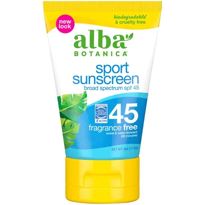 Alba Botanica Fragrance Free Sport SPF 45 Mineral Sunscreen (Mineralny krem przeciwsłoneczny)