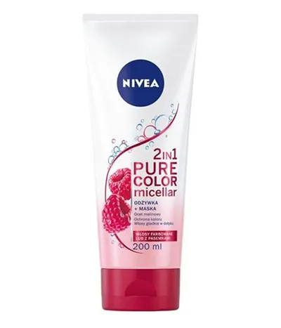 Nivea Pure Color Micellar, Odżywka-maska do włosów farbowanych 2 w 1 z octem malinowym i olejem makadamia