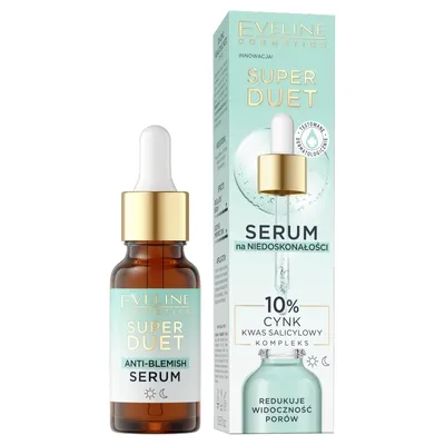 Eveline Cosmetics Super Duet, Anti-Blemish Serum (10% Cynk & Kwas Salicylowy, Serum do twarzy przeciw niedoskonałościom)