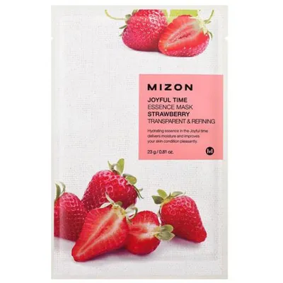 Mizon Joyful Time, Essence Mask Strawberry Transparent & Refining (Oczyszczająca maska w płacie)