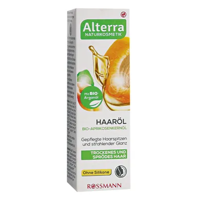 Alterra Bio-Aprikosenkernöl, Haaröl (Olejek do włosów suchych i łamliwych)