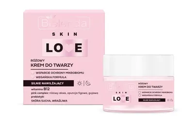 Bielenda Skin Love, Silnie nawilżający różowy krem  do twarzy dzień/noc