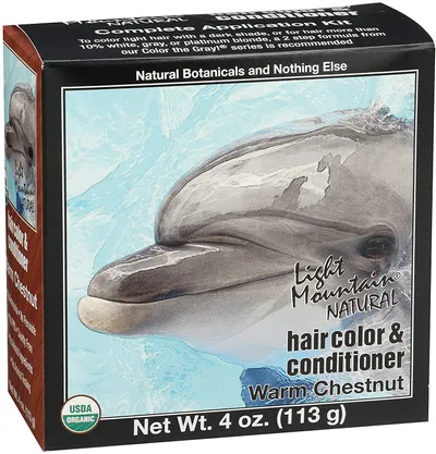 Light Mountain Natural Hair Color & Conditioner Warm Chestnut (Mieszanka do farbowania włosów `Delfin`)