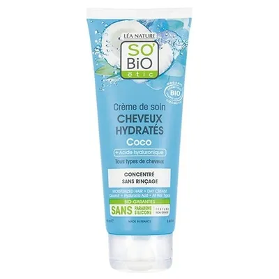 SO'BiO Etic Creme de Soin Cheveux Hydrates (Nawilżająca odżywka kokosowa z kwasem hialuronowym)