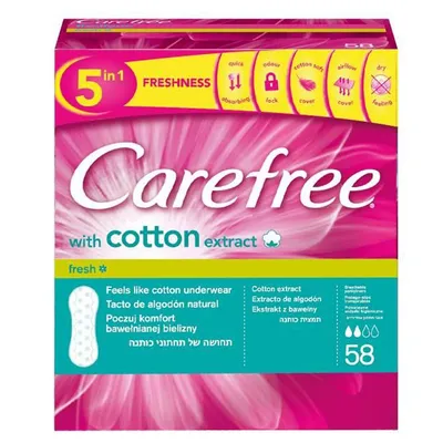 Carefree Normal with Cotton Extract Fresh Scent, Przewiewne wkładki higieniczne z ekstraktem z bawełny