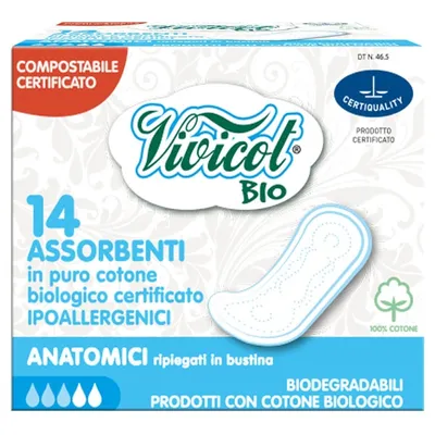 Vivicot Bio Absorbenti Puro Cottone Anatomici (Podpaski kompostowalne z organicznej bawełny)