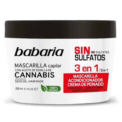 Babaria Natural Cosmetics Hair Mask, Conditioner and Smoothing Cream 3 in 1 (Wzmaczniająca maseczka 3w1 z olejem z nasion konopi)