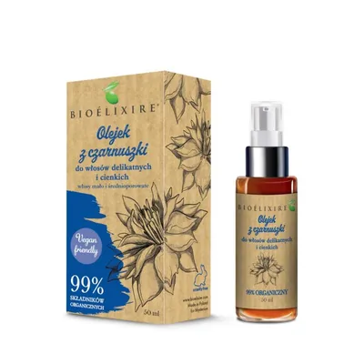 Bioelixire Organic,  Olejek z czarnuszki do włosów delikatnych i cienkich