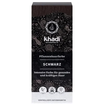 Khadi Herbal Hair Colour, Black (Ziołowa farba do koloryzacji włosów nadająca ciepły czarny kolor)