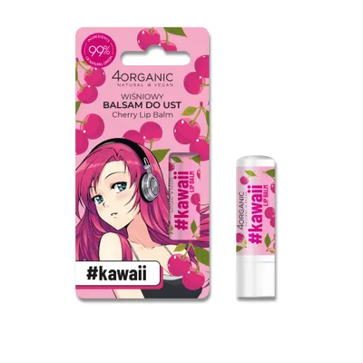 4Organic #kawaii, Naturalny balsam do ust `Cherry`