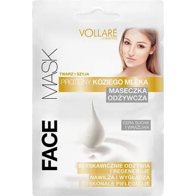 Vollare Cosmetics Face Mask, Proteiny koziego mleka, Maska do twarzy odżywcza
