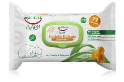 Equilibra Baby, Salviette Delicate Detergenti (Delikatne chusteczki oczyszczające 0m+)