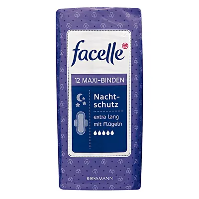 Facelle Maxi-Binden Nacht-schutz Extra Lang mit Flugeln (Podpaski higieniczne na noc ze skrzydełkami)