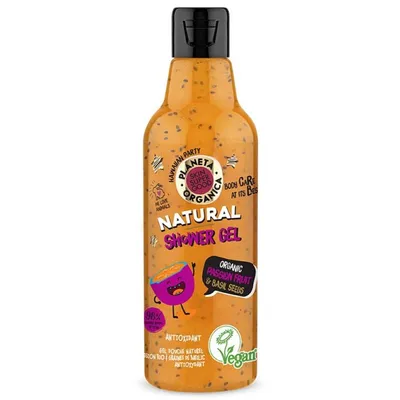 Planeta Organica Skin Superfood, Natural Shower Gel Antioxidant Passion Fruit & Basil Seeds (Żel pod prysznic)