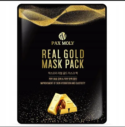 Pax Moly Real Gold Mask Pack (Maska w płachcie nawilżająco-ujędrniająca ze złotymi ekstraktami i mleczkiem pszczelim)