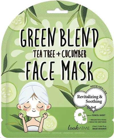 Look at Me Green Blend Face Mask Tea Tree+Cucumber (Rewitalizująca maska w płachcie `Olejek z drzewa herbacianego i ekstrakt z ogórka`)