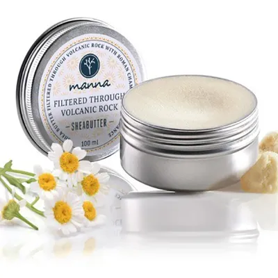Manna Kosmetyki Naturalne Masło shea o zapachu rumianku filtrowane przez wulkaniczne skały