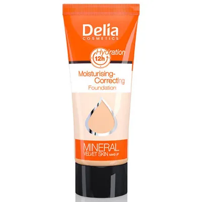 Delia Mineral Velvet Skin, Moisturixing-Correcting Foundation (Fluid nawilżająco -korygujący)