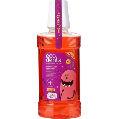 Ecodenta Strawberry Flavoured Mouthwash for Kids (Płyn do płukania jamy ustnej dla dzieci o smaku truskawkowym)