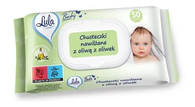Lula Baby, Chusteczki nawilżane dla niemowląt i dzieci z oliwą z oliwek