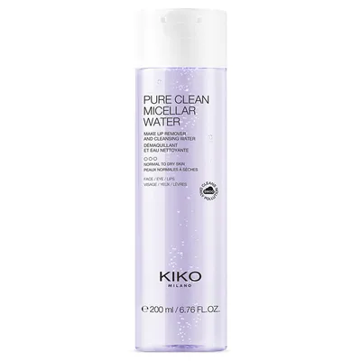 Kiko Milano Pure Clean, Micellar Water Makeup Remover and Cleansing Water Normal to Dry Skin (Płyn micelarny do demakijażu twarzy, okolic oczu i ust do skóry normalnej i suchej)