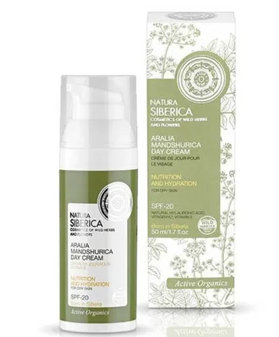 Natura Siberica Aralia Mandshurica Day Cream SPF 20 (Organiczny krem do twarzy na dzień do cery suchej na bazie aralii mandżurskiej)