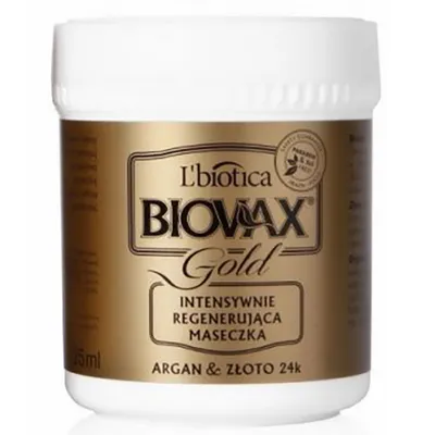 L'biotica Biovax Gold, Argan i złoto 24k, Intensywnie regenerująca maseczka