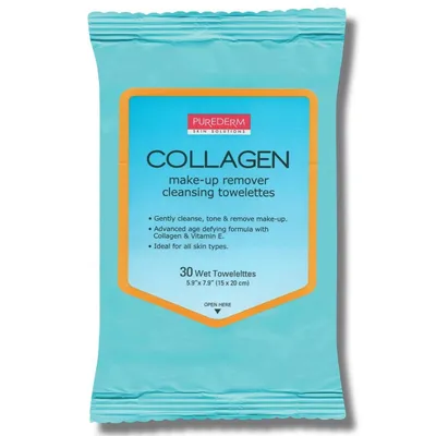 Purederm Collagen, Make-up Remover Cleansing Towelettes (Chusteczki do demakijażu)