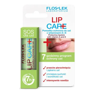 Floslek Lip Care, Pomadka ochronna do ust z witaminami A i E (nowa wersja)