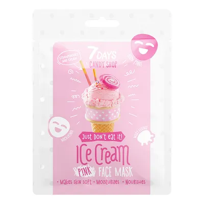 Vilenta 7 Days Candy Shop, Różowa maska do twarzy `Truskawki i śmietanka`