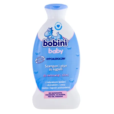 Bobini Baby, Hypoalergiczny szampon i płyn do kąpieli z naturalnymi lipidami i ekstraktem z owsa