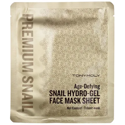 Tony Moly Premium Snail, Age-defying  Snail Hyedro-Gel Face Mask Sheet (Hydrożelowa maseczka na bazie śluzu ślimaka o właściwościach rewitalizujących i nawilżających)