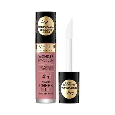 Eveline Cosmetics Wonder Match, 4 in 1 Velour Cheek & Lip Color Balm (Róż i pomadka w płynie)