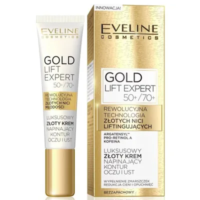 Eveline Cosmetics Gold Lift Expert 50+/70, Luksusowy złoty krem napinający kontur oczu i ust
