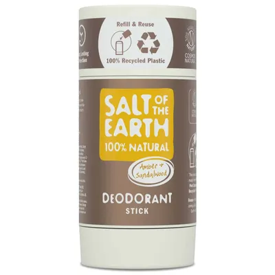 Salt Of The Earth Amber & Sandalwood Natural Deodorant Stick (Naturalny dezodorant w sztyfcie Bursztyn i drzewo sandałowe)