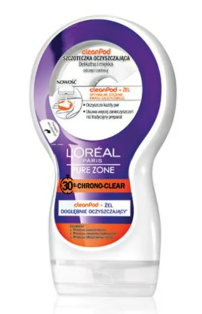 L'Oreal Paris Pure Zone 30s Chrono-Clear, Żel dogłębnie oczyszczający ze szczoteczką (Żel do twarzy)
