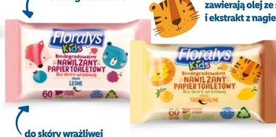 Floralys Kids, Biodegradowalny nawilżany papier toaletowy dla skóry wrażliwej (różne rodzaje)
