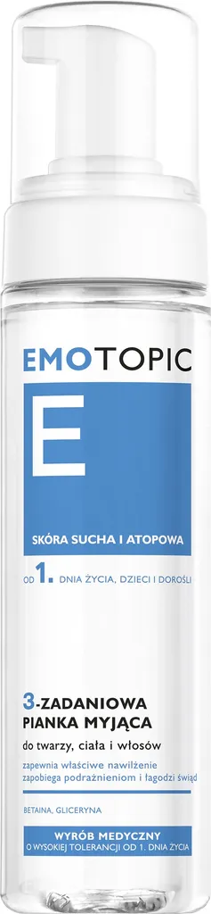 Emotopic 3-zadaniowa pianka myjąca do twarzy, ciała i włosów