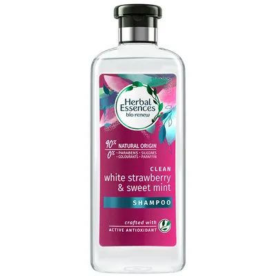Herbal Essences Bio:renew, Oczyszczający szampon do włosów `Biała truskawka i mięta`