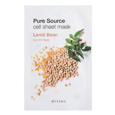 Missha Pure Source, Cell Sheet Mask 'Lentil Bean' (Maseczka w płachcie z wyciągiem z soczewicy o działaniu wygładzającym)