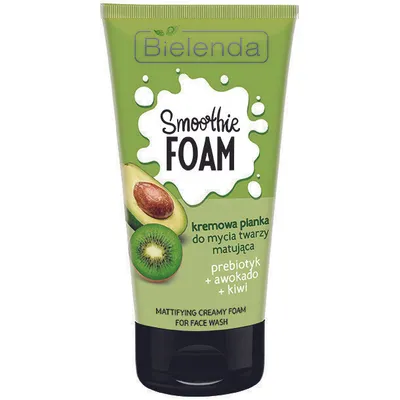 Bielenda Smoothie Foam, Kremowa pianka do mycia twarzy matująca `Prebiotyk + awokado + kiwi`