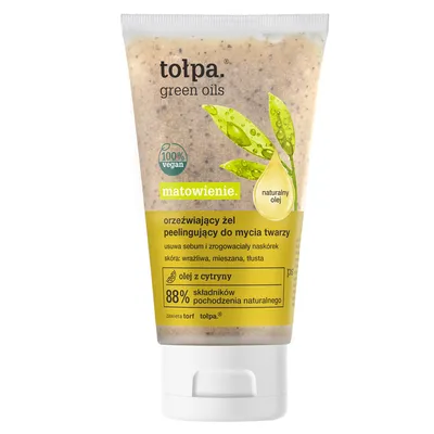 Tołpa Green Oils, Matowienie, Orzeźwiający żel peelingujący do mycia twarzy (nowa wersja)